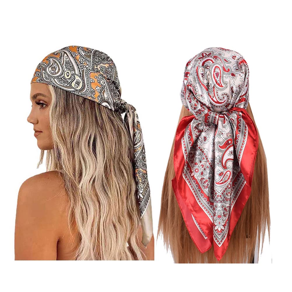 Large Satin Square Head Scarf - 2PCS - Image 14