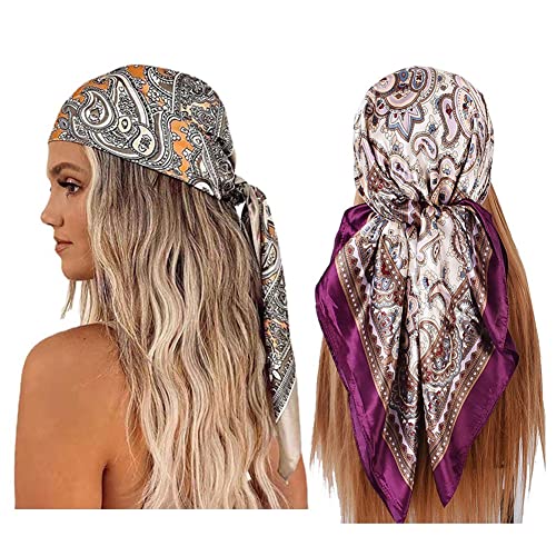 Large Satin Square Head Scarf - 2PCS - Image 2