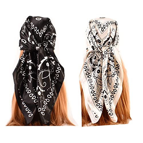 Large Satin Square Head Scarf - 2PCS - Image 21