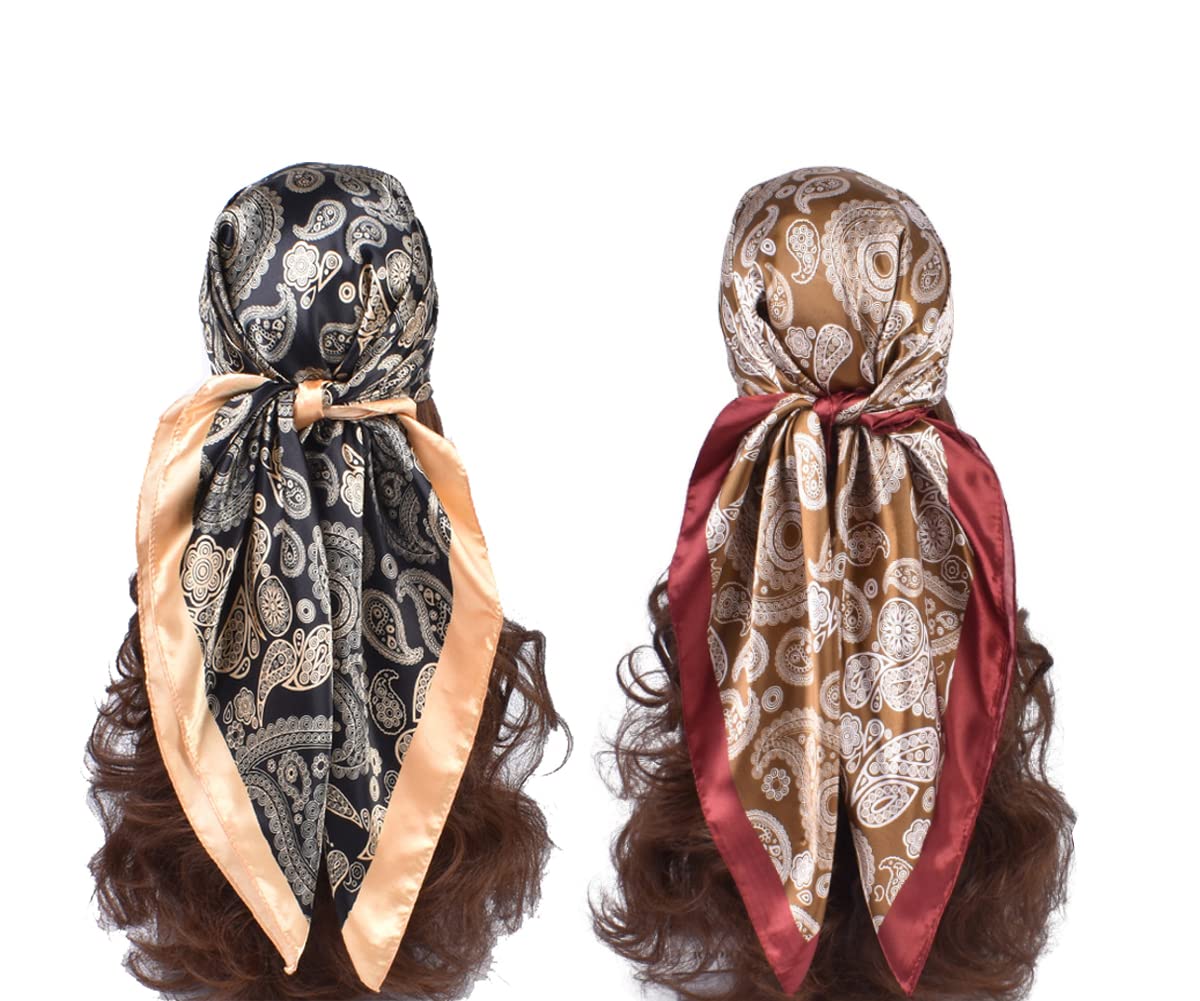 Large Satin Square Head Scarf - 2PCS - Image 27