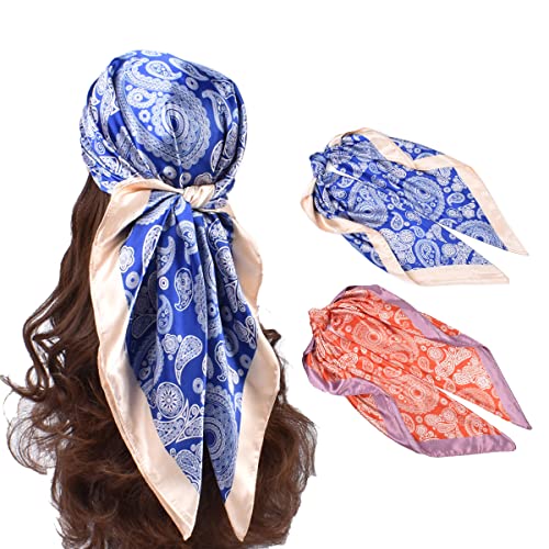 Large Satin Square Head Scarf - 2PCS - Image 30