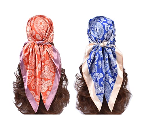 Large Satin Square Head Scarf - 2PCS - Image 32