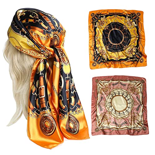 Large Satin Square Head Scarf - 2PCS - Image 35