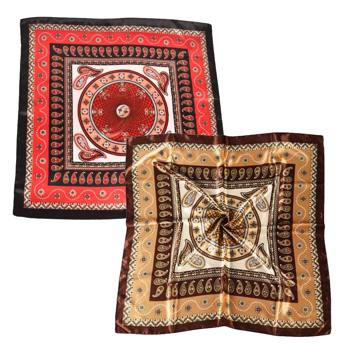 Large Satin Square Head Scarf - 2PCS - Image 8