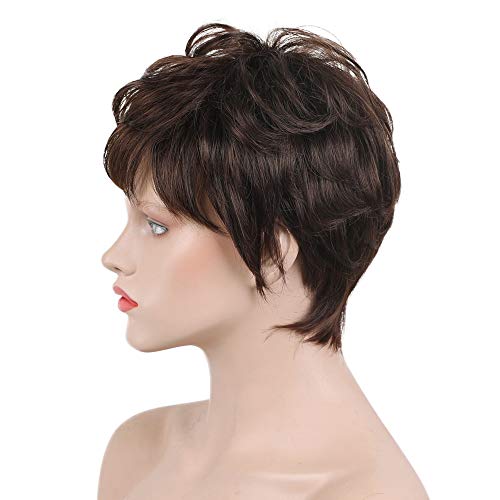 Layered Short Flip Style Blended Human Hair Wig for Women - Image 11