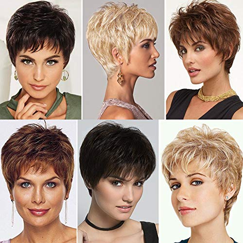 Layered Short Flip Style Blended Human Hair Wig for Women - Image 14