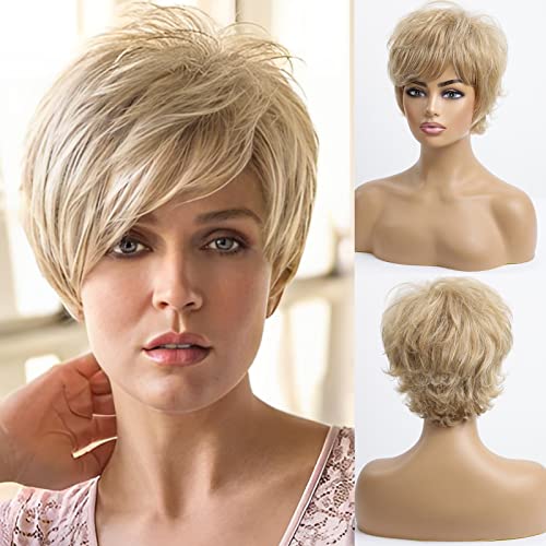 Layered Short Flip Style Blended Human Hair Wig for Women - Image 16
