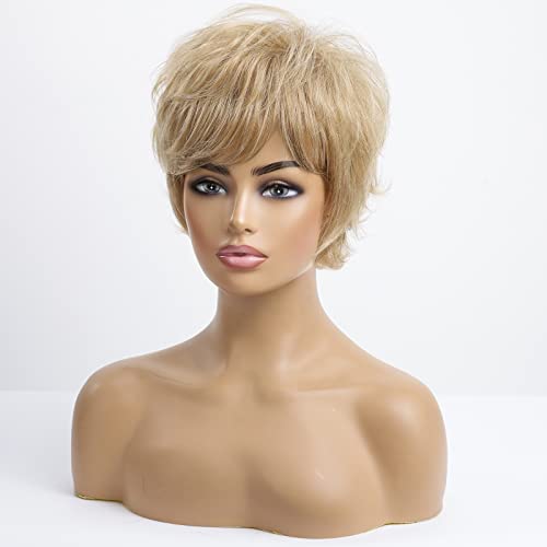 Layered Short Flip Style Blended Human Hair Wig for Women - Image 17