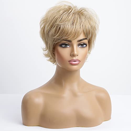 Layered Short Flip Style Blended Human Hair Wig for Women - Image 18