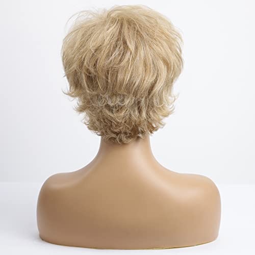 Layered Short Flip Style Blended Human Hair Wig for Women - Image 19