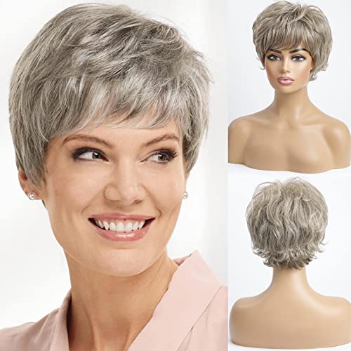 Layered Short Flip Style Blended Human Hair Wig for Women - Image 29