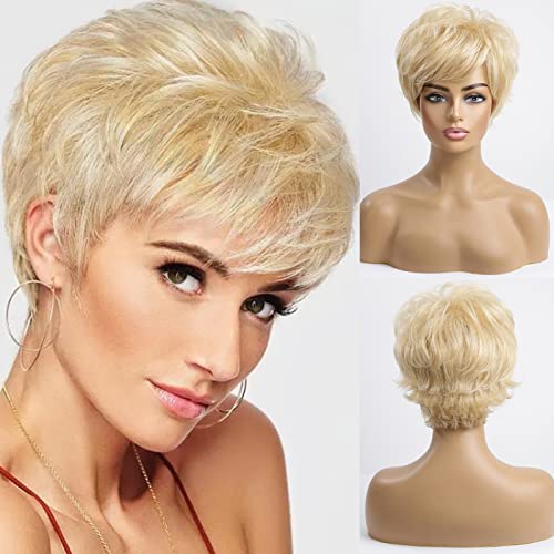 Layered Short Flip Style Blended Human Hair Wig for Women - Image 45