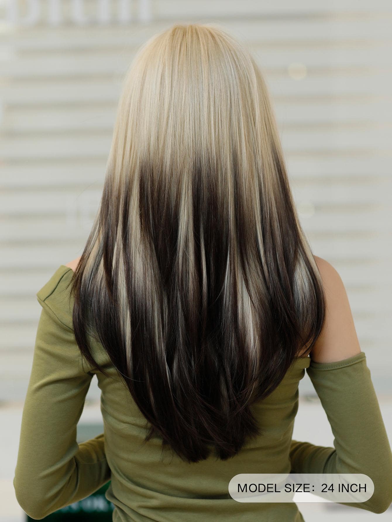 Layered Synthetic Long Ombre Blonde Wig With Dark Roots - Image 15