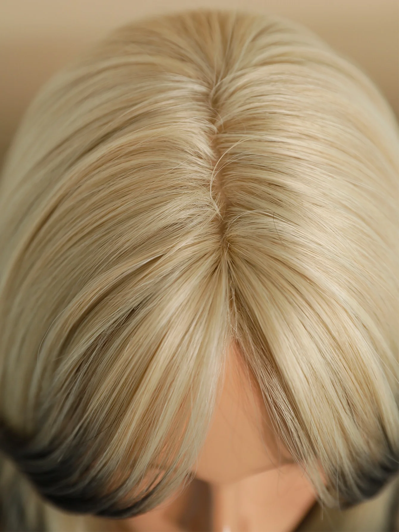 Layered Synthetic Long Ombre Blonde Wig With Dark Roots - Image 20
