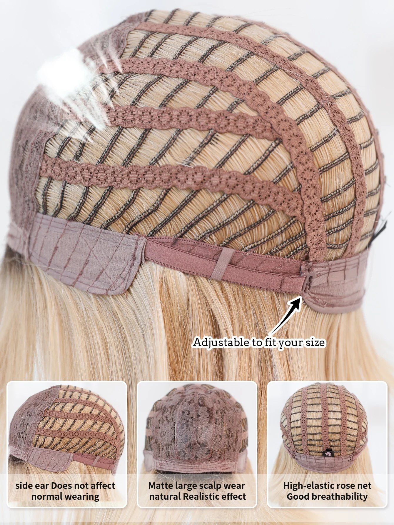 Layered Synthetic Long Ombre Blonde Wig With Dark Roots - Image 21