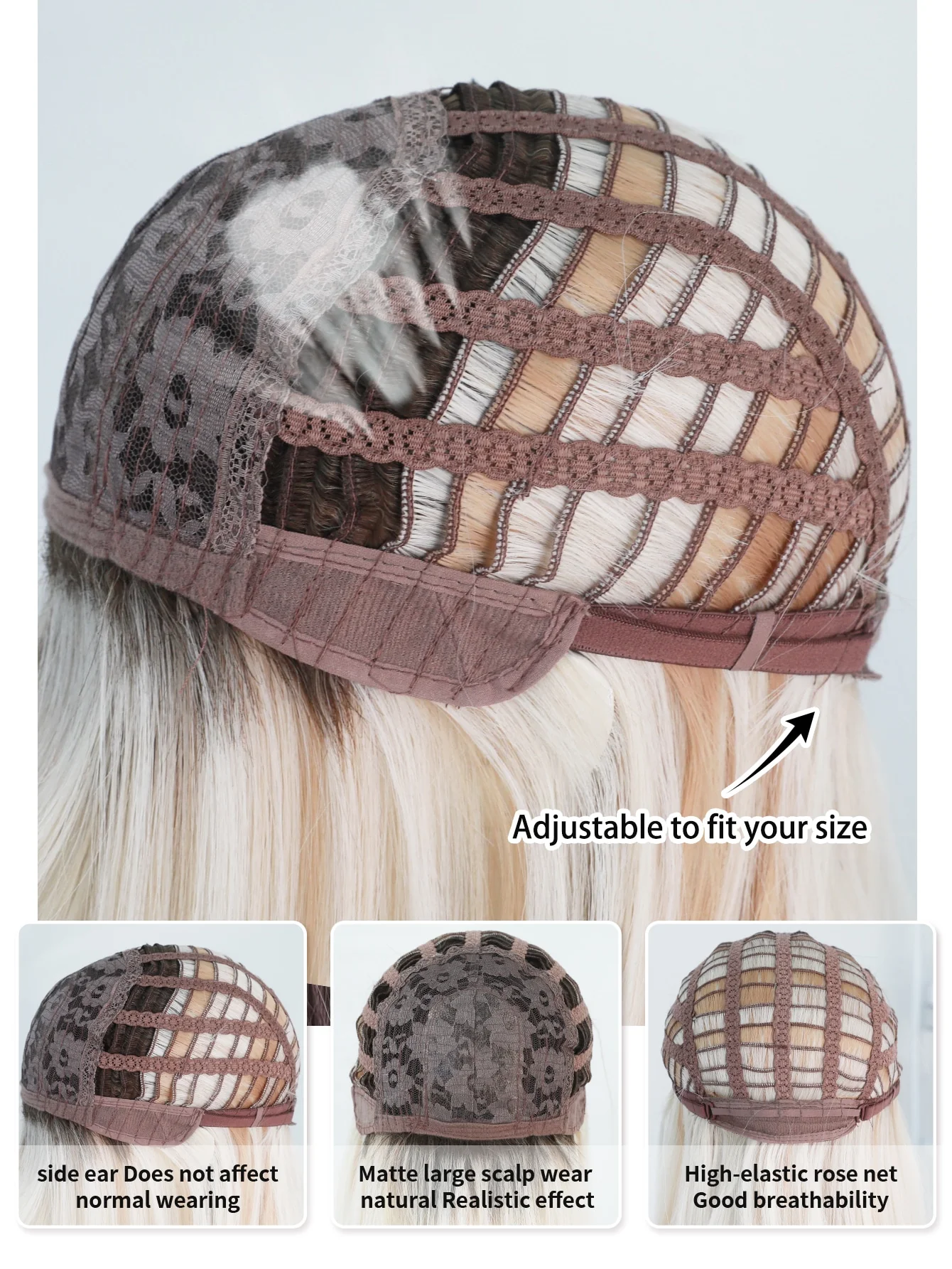 Layered Synthetic Long Ombre Blonde Wig With Dark Roots - Image 9