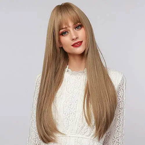 Light Brown Blonde Ombre Long Straight Synthetic Heat Resistant Wig - Image 4