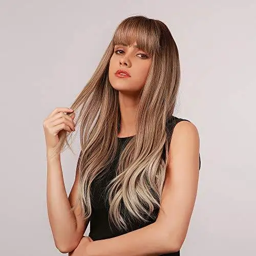 Light Brown Blonde Ombre Long Straight Synthetic Heat Resistant Wig - Image 49