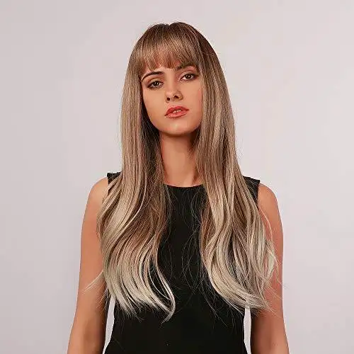 Light Brown Blonde Ombre Long Straight Synthetic Heat Resistant Wig - Image 50