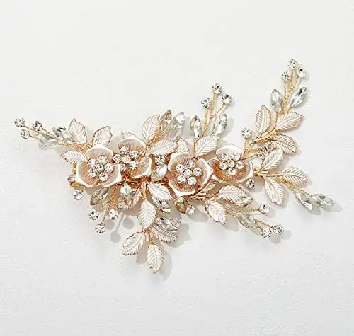 Light Rose Gold Hair Comb Barette - Image 3