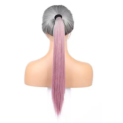 Lika Pink & Gray Kanekalon Fibre Full Lace Wig 22" Long - Image 3