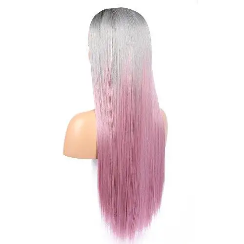 Lika Pink & Gray Kanekalon Fibre Full Lace Wig 22" Long - Image 5