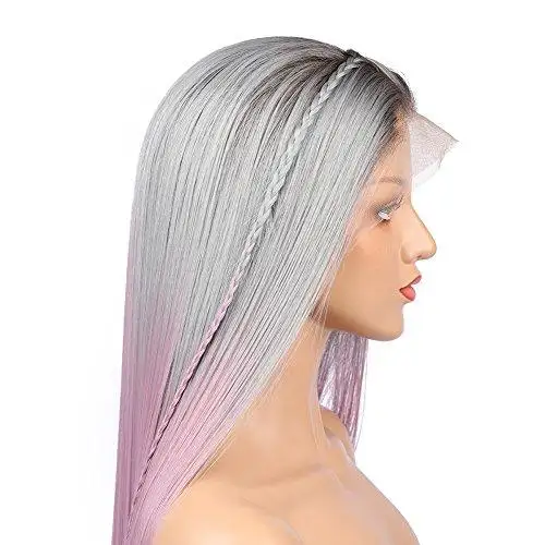 Lika Pink & Gray Kanekalon Fibre Full Lace Wig 22" Long - Image 7