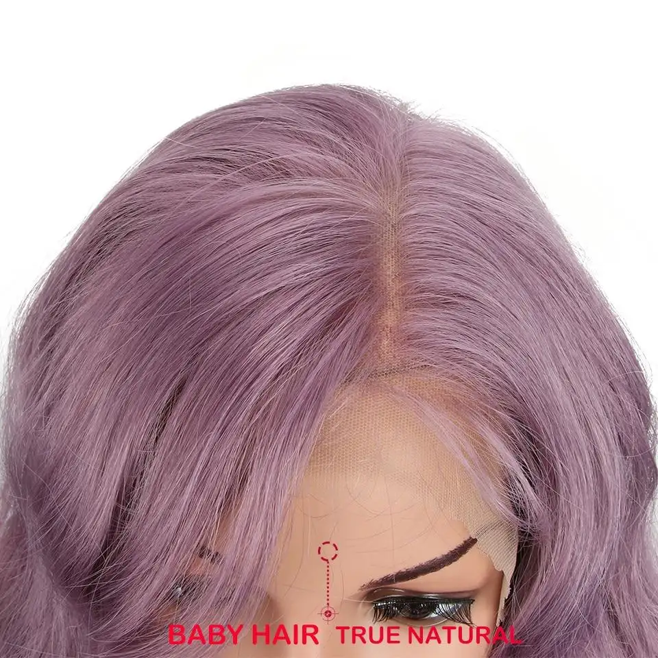 Lilac, Synthetic Lace Front Wigs Extra Long Deep Natural Wave Ombre Coloured Fashion Wig - Image 5