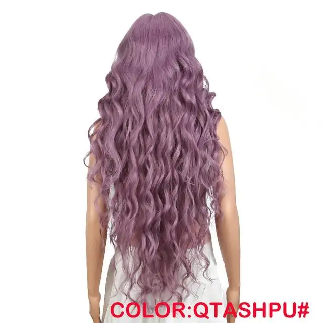 Lilac, Synthetic Lace Front Wigs Extra Long Deep Natural Wave Ombre Coloured Fashion Wig - Image 7
