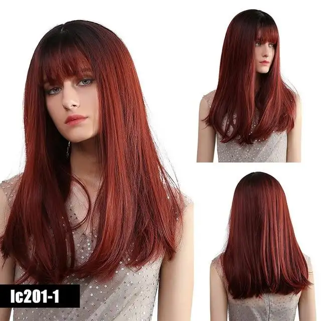 Lily Long Straight Wig with Bangs - Image 3