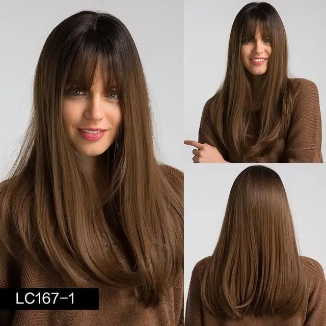 Lily Long Straight Wig with Bangs - Image 5