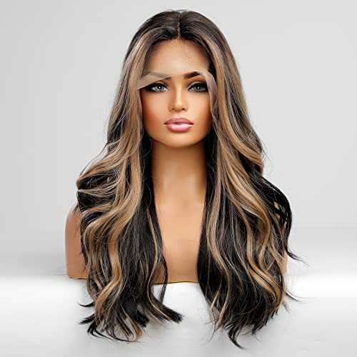 Long Black and Blonde Highlight Lace Front Wig - Image 2