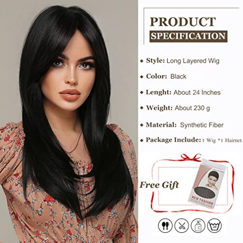 Long Black Womens Synthetic Hair Wig - Image 2