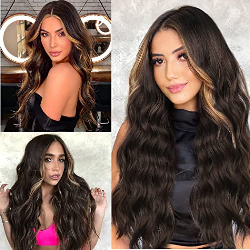 Long Brown With Face Framing Blonde Highlights - Image 2