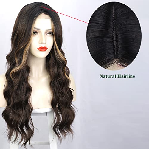 Long Brown With Face Framing Blonde Highlights - Image 4