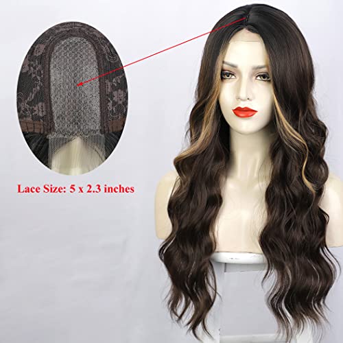 Long Brown With Face Framing Blonde Highlights - Image 5