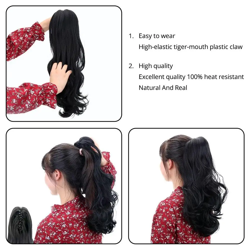 Long Curly 18"Synthetic Claw Clip On Ponytail Hair Heat Friendly  Hair Piece - Image 5