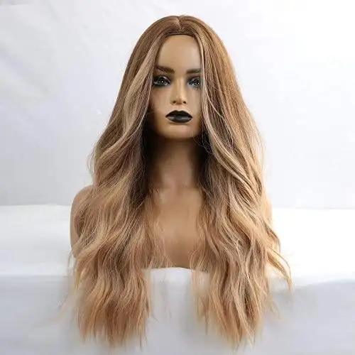 Long Golden Brown Wavy Heat Friendly Wig - Image 2