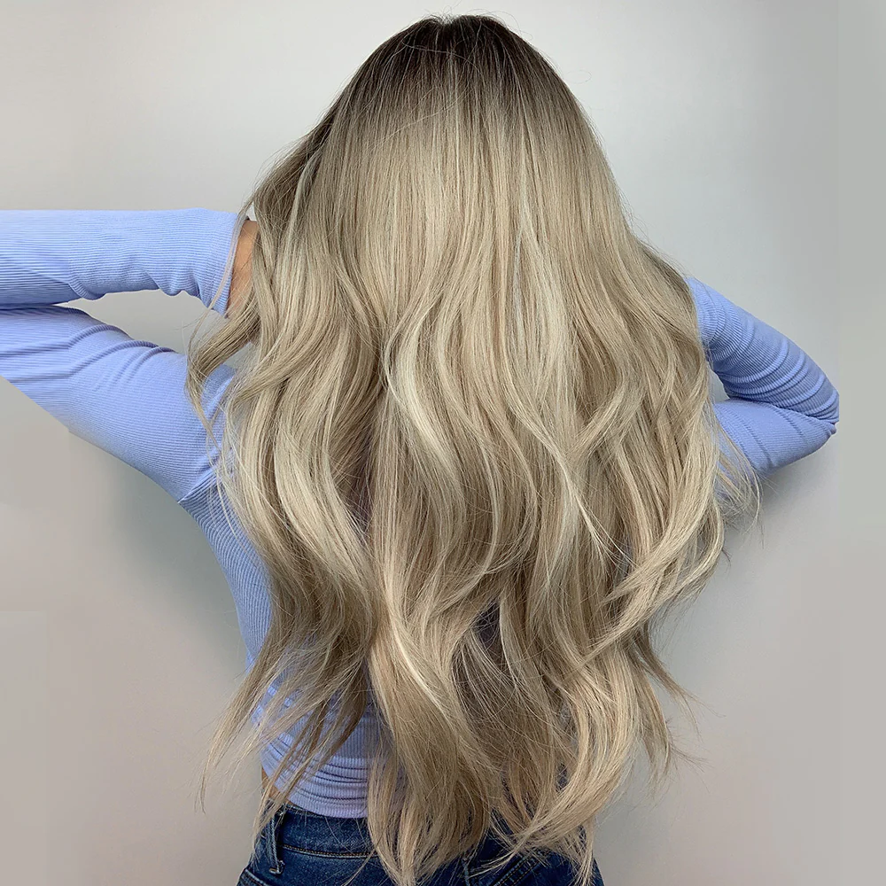 Long Gray Ash White Ombre Synthetic Wig Heat Resistant Hair - Image 3