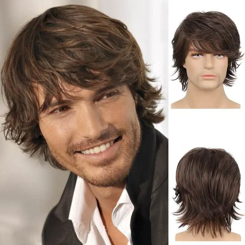 Long Layered Mens Synthetic Wig with full bangs - Image 7