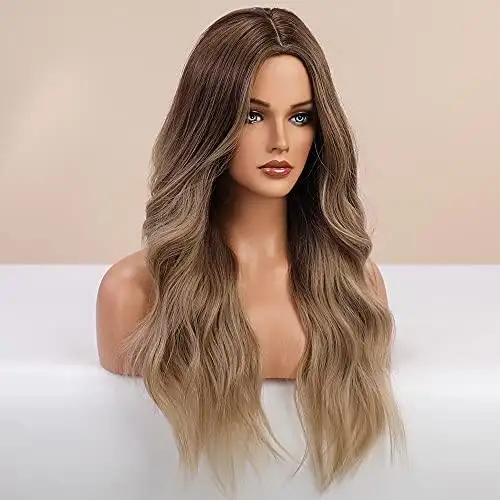 Long Middle Parting Hair Wig  Dark Brown to Light Brown - Image 2