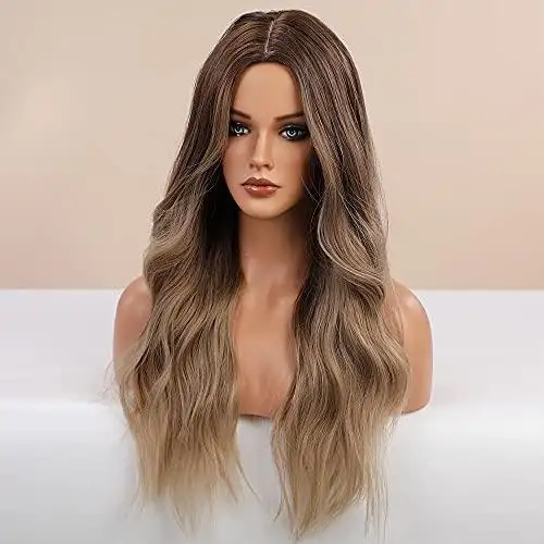 Long Middle Parting Hair Wig  Dark Brown to Light Brown - Image 3