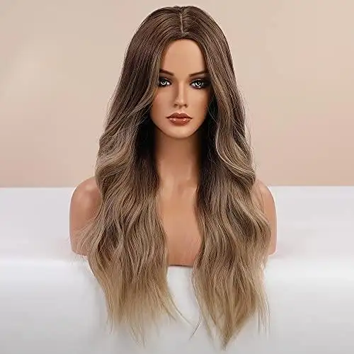 Long Middle Parting Hair Wig  Dark Brown to Light Brown - Image 4