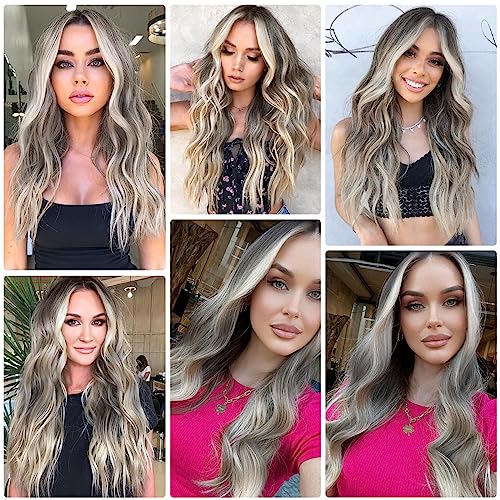 Long Ombre Blonde Gray Wavy Wig - Image 2