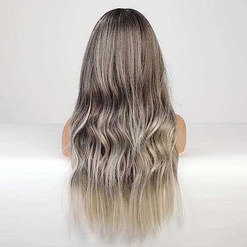 Long Ombre Blonde Gray Wavy Wig - Image 7