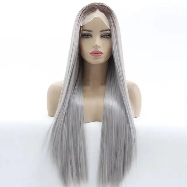 Long Silky Straight Dark Rooted Wig - Image 7