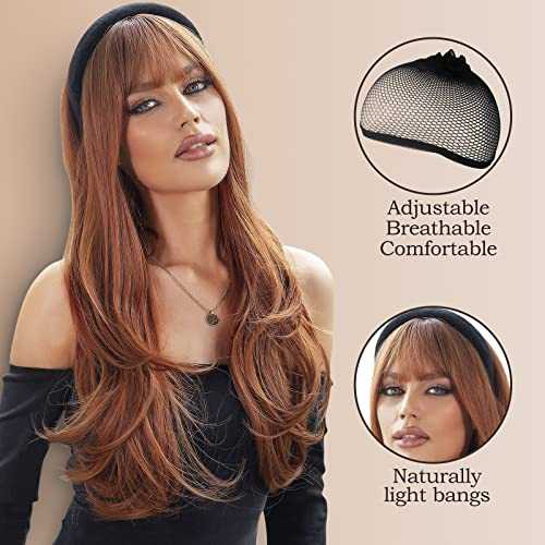 Long Straight Auburn Layered Wig - Image 3