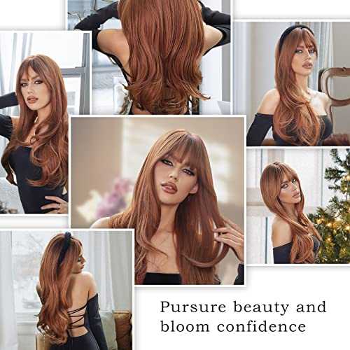 Long Straight Auburn Layered Wig - Image 6