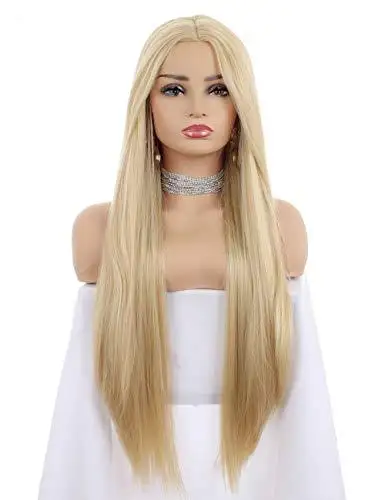 Long Straight Blonde Wig with Middle Part - Image 2