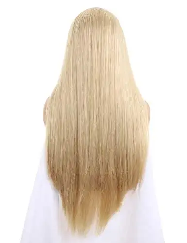 Long Straight Blonde Wig with Middle Part - Image 4
